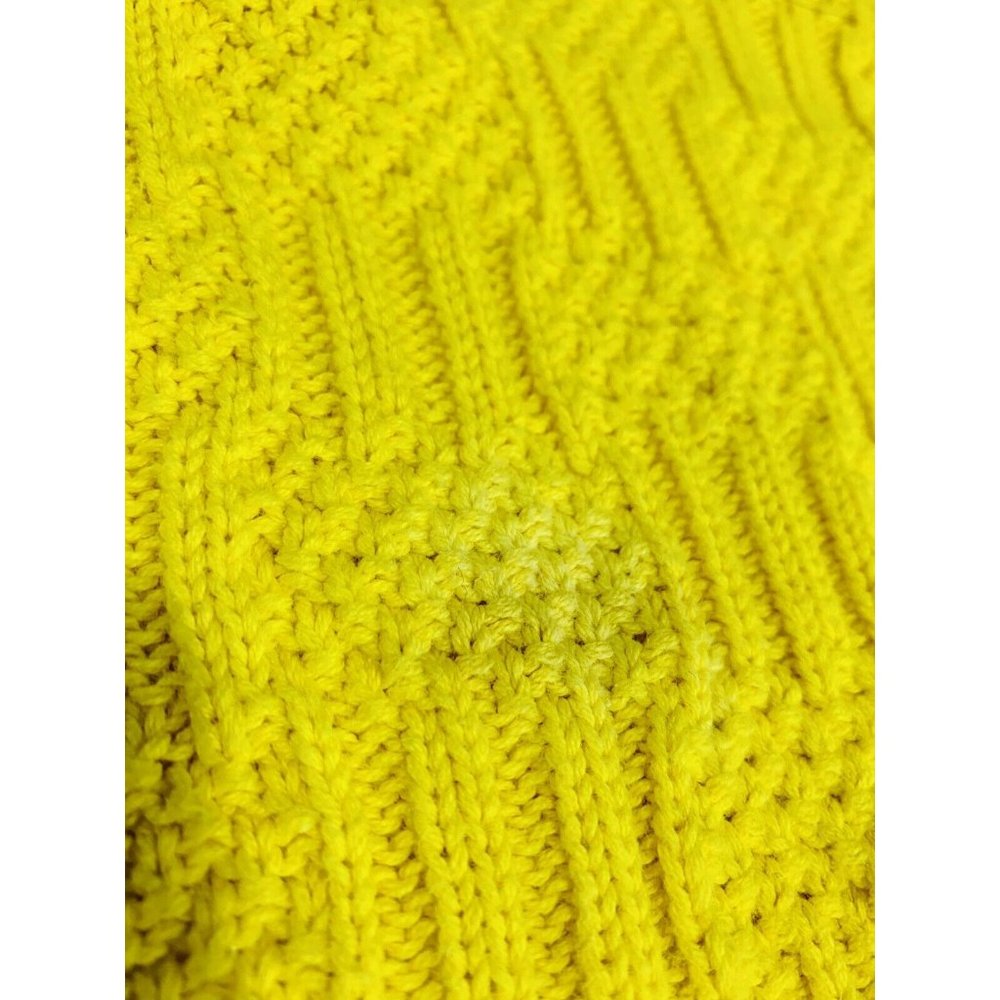 Vintage Turtle Neck Susan Melizan Lemon Yellow Sweater 100% Cotton Knit Large - Picture 5 of 5